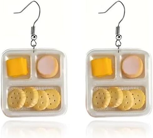 Funny Food Earrings For Women Imitation Dinner Plate Bread Cookies Dangle Earrings Food Breakfast Jewelry Gifts in Saudi Arabia