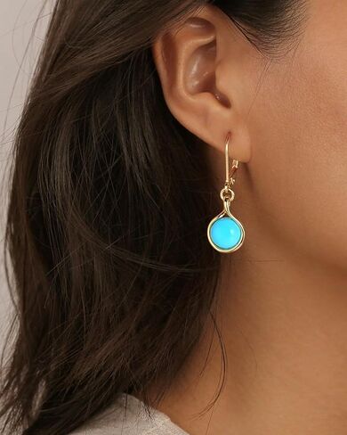 AIBAO Turquoise/Malachite/Coral Dangle Earrings for Women Sterling Silver Flower/Round/Pear Shaped Gemstone Drop Earrings Christmas Valentines Birthday Jewelry Gift with Box in Saudi Arabia