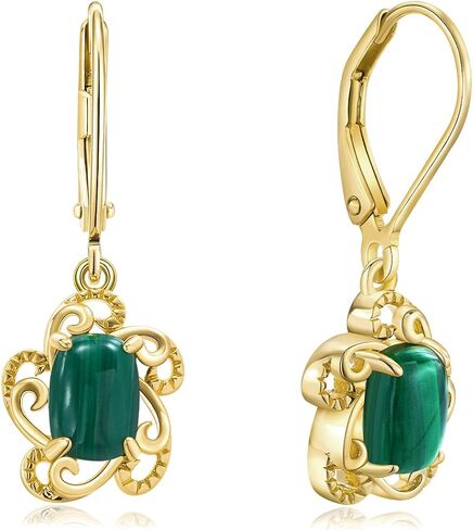 AIBAO Turquoise/Malachite/Coral Dangle Earrings for Women Sterling Silver Flower/Round/Pear Shaped Gemstone Drop Earrings Christmas Valentines Birthday Jewelry Gift with Box in Saudi Arabia