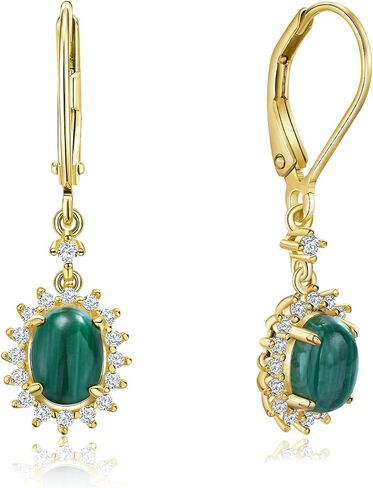 AIBAO Turquoise/Malachite/Coral Dangle Earrings for Women Sterling Silver Flower/Round/Pear Shaped Gemstone Drop Earrings Christmas Valentines Birthday Jewelry Gift with Box in Saudi Arabia
