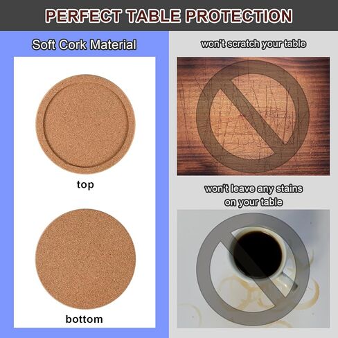 Cork Coasters for Drinks Set of 6 with Holder, Absorbent Round Coasters with Lip, Heat Resistant and Table Protective, 4'' Diameter Suitable for Most Cups, Perfect for Home & Office, Housewarming Gift in Saudi Arabia