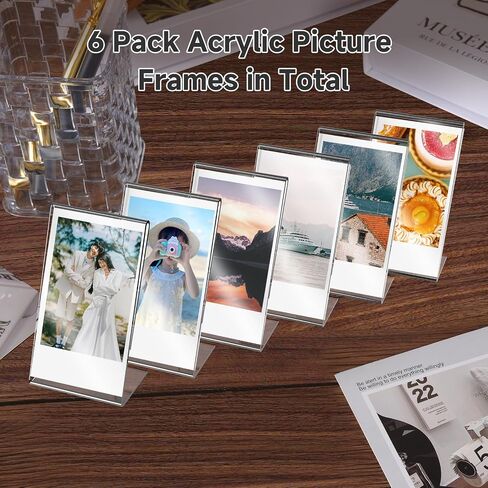 6 Pack Mini Acrylic Picture Frames 2x3 for Instax Mini Film, Clear Instant Photo Display Stand for Fujifilm Instax 12 11 9 40 25 90, Small Tabletop Picture Frame for Desk Shelf in Saudi Arabia
