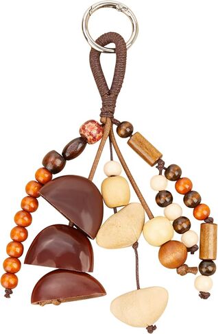 Natural Bodhi Healing Wood Nut Shell Beaded Keychain Handmade Lucky Key Ring Handcraft Purse Charms in Saudi Arabia