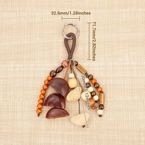 Natural Bodhi Healing Wood Nut Shell Beaded Keychain Handmade Lucky Key Ring Handcraft Purse Charms in Saudi Arabia