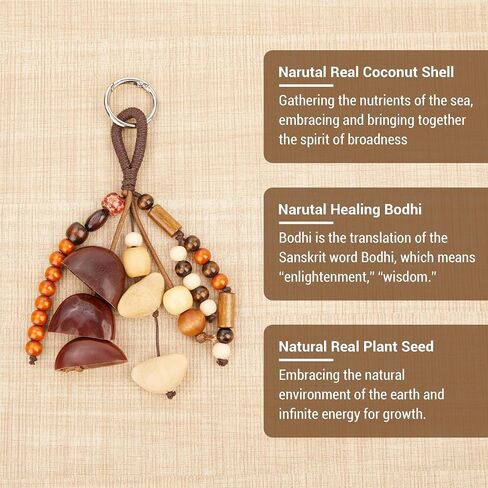 Natural Bodhi Healing Wood Nut Shell Beaded Keychain Handmade Lucky Key Ring Handcraft Purse Charms in Saudi Arabia