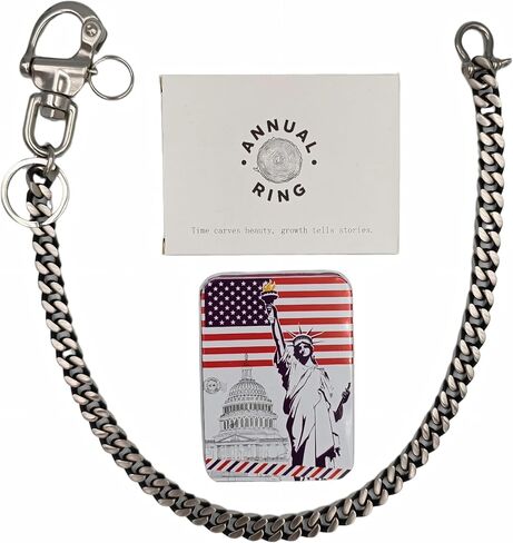 Square Stainless Steel Wallet Chain Retro Rustic Biker Trucker Punk Heavy-Duty Thick Jean Keychain for Men Women in Saudi Arabia