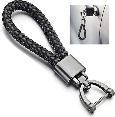 Key Ring, Leather Braided Lanyard, D Ring, Key Fob Accessory, for Car Motorcycle Key Fob in Kuwait