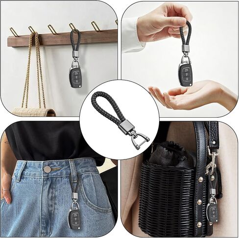 Key Ring, Leather Braided Lanyard, D Ring, Key Fob Accessory, for Car Motorcycle Key Fob in Kuwait
