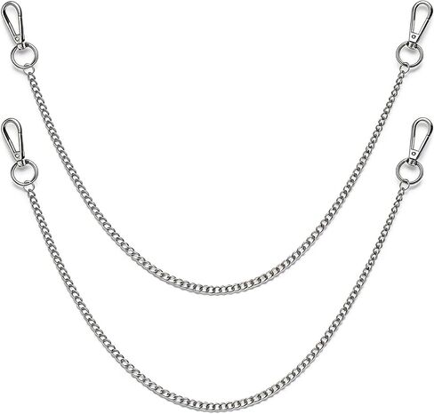SynHHergyx 2 Pcs Pant Chain for Men Jean Chains for Men Metal Silver Wallet Chain Pocket Belt Chains Unisex Wallet Holder Streetwear Hip Hop Punk Accessory in Kuwait