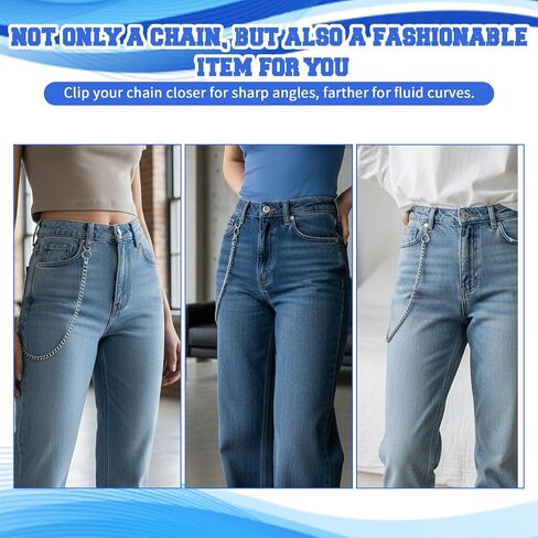 SynHHergyx 2 Pcs Pant Chain for Men Jean Chains for Men Metal Silver Wallet Chain Pocket Belt Chains Unisex Wallet Holder Streetwear Hip Hop Punk Accessory in Kuwait