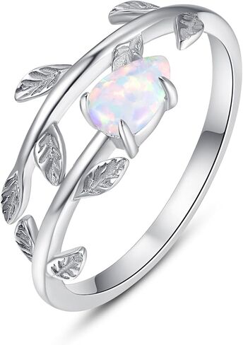 14K Gold Plated Opal Ring for Women, Hypoallergenic Birthstone Ring, Adjustable Size 7 8 9, Dainty Gold Jewelry Mothers Day Gifts|Birthday Gift in Saudi Arabia