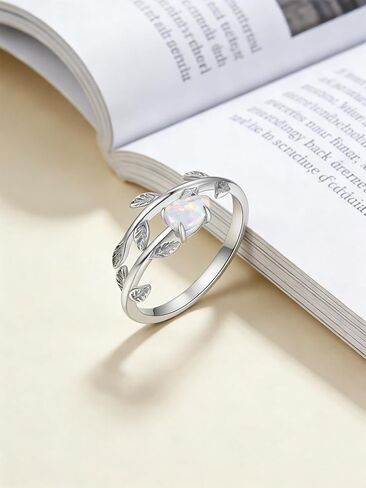 14K Gold Plated Opal Ring for Women, Hypoallergenic Birthstone Ring, Adjustable Size 7 8 9, Dainty Gold Jewelry Mothers Day Gifts|Birthday Gift in Saudi Arabia