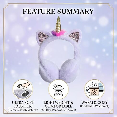 BUTITNOW Cute Rainbow Unicorn Earmuffs for Women Kids Girls, Foldable Warm Soft Plush Comfortable Outdoor Winter Ear Warmers in Saudi Arabia