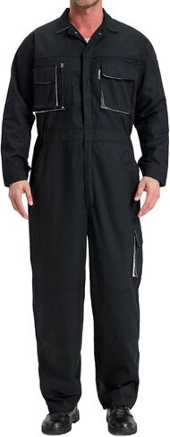 Mens Work Coveralls Long Sleeve Workwear Overalls Utility Zip-Front Coverall with Multi Pockets in Saudi Arabia