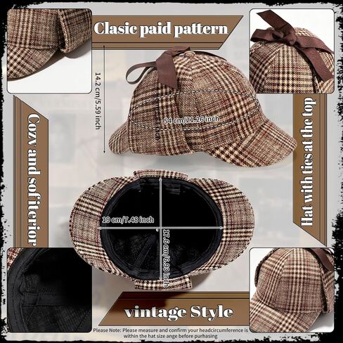 14 PCS Adult Detective Costume Accessories Set, Classic Sleuth Spy Kit with Deerstalker Hat, Magnifying Glass, Bow Tie, Pocket Watch, Mustache & Gloves for Halloween Cosplay Mystery Party in Saudi Arabia