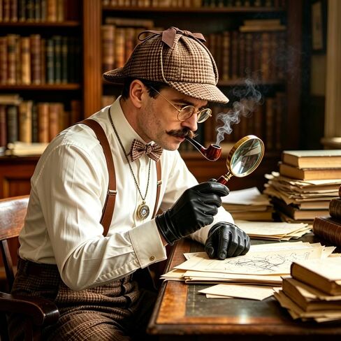 14 PCS Adult Detective Costume Accessories Set, Classic Sleuth Spy Kit with Deerstalker Hat, Magnifying Glass, Bow Tie, Pocket Watch, Mustache & Gloves for Halloween Cosplay Mystery Party in Saudi Arabia