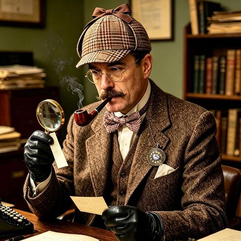 14 PCS Adult Detective Costume Accessories Set, Classic Sleuth Spy Kit with Deerstalker Hat, Magnifying Glass, Bow Tie, Pocket Watch, Mustache & Gloves for Halloween Cosplay Mystery Party in Saudi Arabia