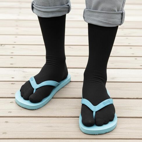 2 Pairs Unisex Split Toe Tabi Socks for Flip Flops, Casual Long Flip Flops Socks Knee High Over Calf Length in Saudi Arabia