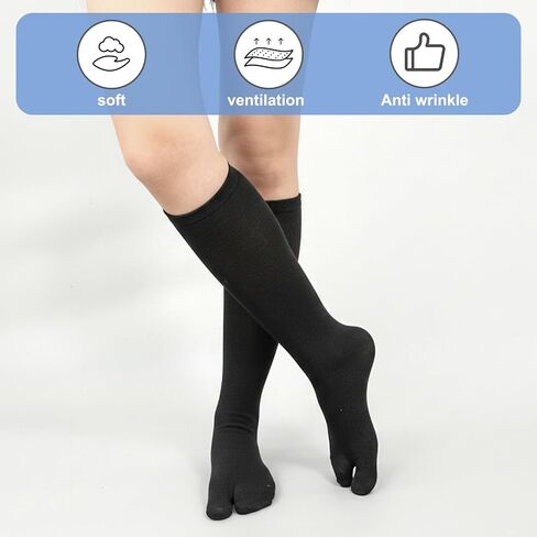 2 Pairs Unisex Split Toe Tabi Socks for Flip Flops, Casual Long Flip Flops Socks Knee High Over Calf Length in Saudi Arabia
