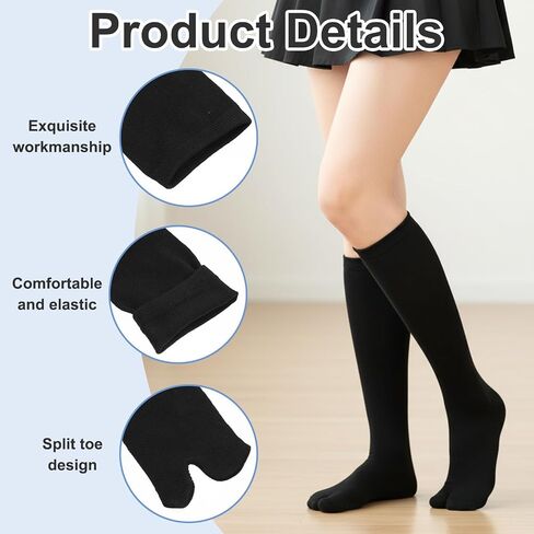 2 Pairs Unisex Split Toe Tabi Socks for Flip Flops, Casual Long Flip Flops Socks Knee High Over Calf Length in Saudi Arabia