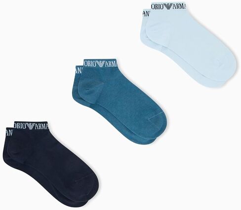 Emporio Armani Men's Extended Logo 3-pack Sneaker Socks in Kuwait