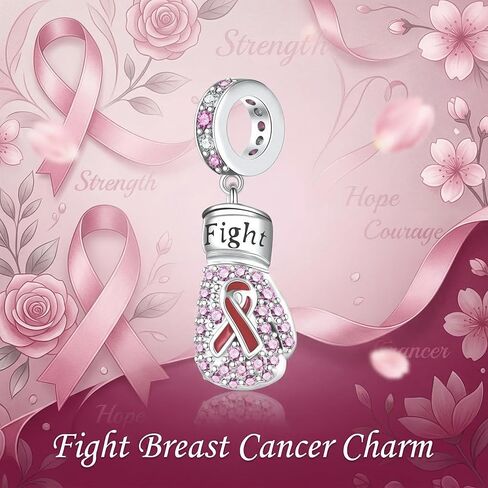 Breast Cancer Charms 18K White Gold Plated Pink Ribbon Breast Cancer Charm for Bracelets Necklace Breast Cancer Survivor Jewelry Gifts for Women in Saudi Arabia