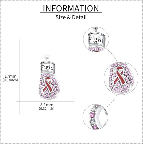 Breast Cancer Charms 18K White Gold Plated Pink Ribbon Breast Cancer Charm for Bracelets Necklace Breast Cancer Survivor Jewelry Gifts for Women in Saudi Arabia