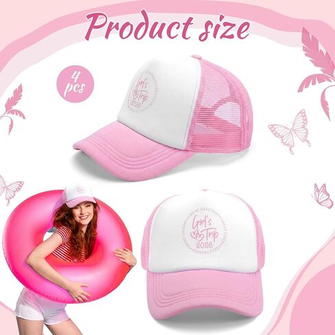 Twistover 4 Pcs Girls Trip 2026 Hat for Women Girls Trip Gifts Favors Baseball Cap Adjustable Trucker Hat for Weekend Sisters Bestie Bachelorette Party Favors Colorful in Saudi Arabia