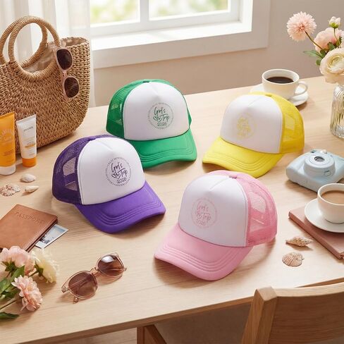 Twistover 4 Pcs Girls Trip 2026 Hat for Women Girls Trip Gifts Favors Baseball Cap Adjustable Trucker Hat for Weekend Sisters Bestie Bachelorette Party Favors Colorful in Saudi Arabia