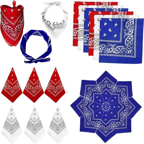 33 Pcs Paisley Bandanas Bulk 4th of July Accessories, 21 Inch Unisex Cowboy Bandanas, Patriotic Head Scarf for Women Men Necktie Face Cover, Neon Independence Day Gifts Western Party Supplies in Saudi Arabia