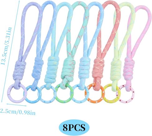 8 Pcs Paracord Keychain Lanyard Set, Handmade Braided Rope Key Strap in 8 Colors, Lightweight Durable Key Holder for Car Keys, Backpacks and Outdoor EDC in Saudi Arabia