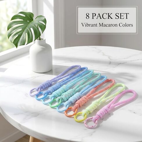 8 Pcs Paracord Keychain Lanyard Set, Handmade Braided Rope Key Strap in 8 Colors, Lightweight Durable Key Holder for Car Keys, Backpacks and Outdoor EDC in Saudi Arabia