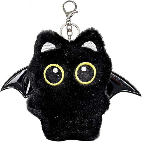 Cute Black Cat Plush Keychain, Kawaii Cat Keyring Bag Charms for Handbags Backpacks, Good Gift for Cat Lovers in Saudi Arabia