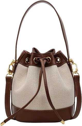 Small Crossbody Purse for Women, Bucket Bag | Leather Trim, Drawstring Closure in Saudi Arabia