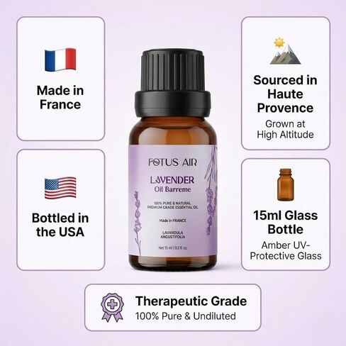 French Lavender Essential Oil 15ml, 100% Pure Natural Therapeutic Grade Undiluted, High Altitude Lavandula Angustifolia, Aromatherapy Diffuser Sleep & Relaxation, Haute Provence France in Saudi Arabia