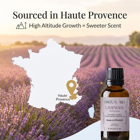 French Lavender Essential Oil 15ml, 100% Pure Natural Therapeutic Grade Undiluted, High Altitude Lavandula Angustifolia, Aromatherapy Diffuser Sleep & Relaxation, Haute Provence France in Saudi Arabia
