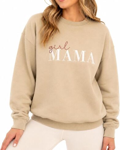 Girl Mama Embroidered Sweatshirt for Women, Cute Mom Crewneck Pullover – Gift for Girl Mom, Mother’s Day in Kuwait