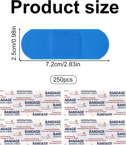 150pcs Blue Metal Detectable Waterproof Adhesive Bandages, High-Visibility & Latex-Free Food Service Bandages Flexible & Breathable Wound Protection Patches in Kuwait