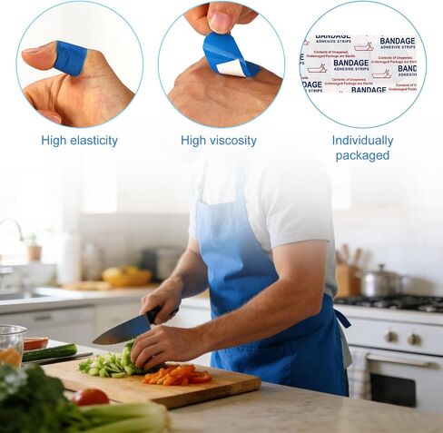150pcs Blue Metal Detectable Waterproof Adhesive Bandages, High-Visibility & Latex-Free Food Service Bandages Flexible & Breathable Wound Protection Patches in Kuwait