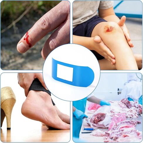 150pcs Blue Metal Detectable Waterproof Adhesive Bandages, High-Visibility & Latex-Free Food Service Bandages Flexible & Breathable Wound Protection Patches in Kuwait