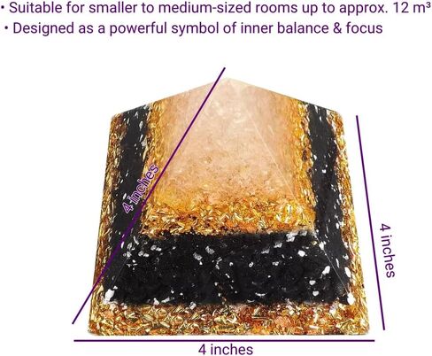 هرم طاقة Orgone مع العقيق اليماني والكوارتز الشفاف والشونغايت - مصنوع يدويًا في ألمانيا، مستوحى من فيلهلم رايش - من أجل تناغم الغرفة والطاقة المتوازنة في المساحات الحديثة (5G، WiFi، EMF) in Kuwait