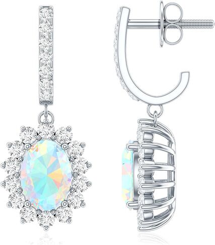 Natural 1.8 Carat Ethiopian Opal Hoop Earrings in Silver, Aaa Quality, Certified Opalescent Drop Earrings - Ready To Gift in Saudi Arabia