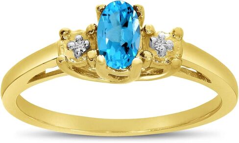 14k Yellow Gold Oval Blue Topaz And Diamond Ring in Saudi Arabia
