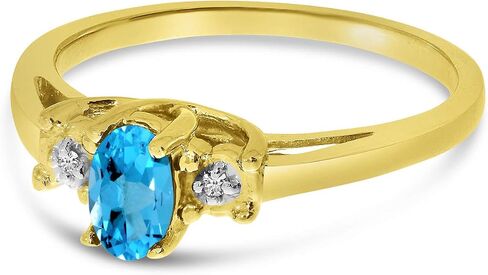 14k Yellow Gold Oval Blue Topaz And Diamond Ring in Saudi Arabia