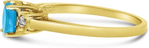 14k Yellow Gold Oval Blue Topaz And Diamond Ring in Saudi Arabia