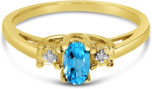 14k Yellow Gold Oval Blue Topaz And Diamond Ring in Saudi Arabia