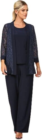 Women's Eva USA 3455 Long Formal Mother of Groom Jacket Pants Suit Navy Blue XL in Saudi Arabia