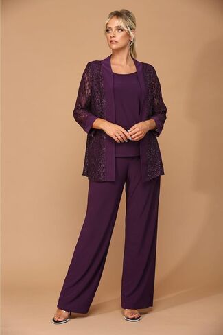 Women's Eva USA 3455 Long Formal Mother of Groom Jacket Pants Suit Navy Blue XL in Saudi Arabia