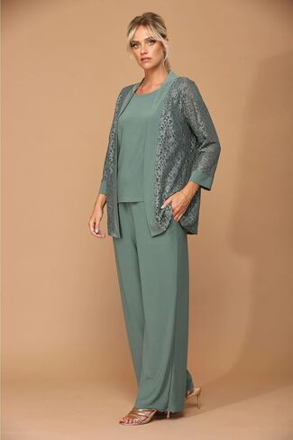 Women's Eva USA 3455 Long Formal Mother of Groom Jacket Pants Suit Navy Blue XL in Saudi Arabia