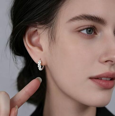 Solid 925 Sterling Silver Plumeria Flower Hoop Earrings for Women Teens CZ Flower Huggie Earrings Hypoallergenic in Saudi Arabia
